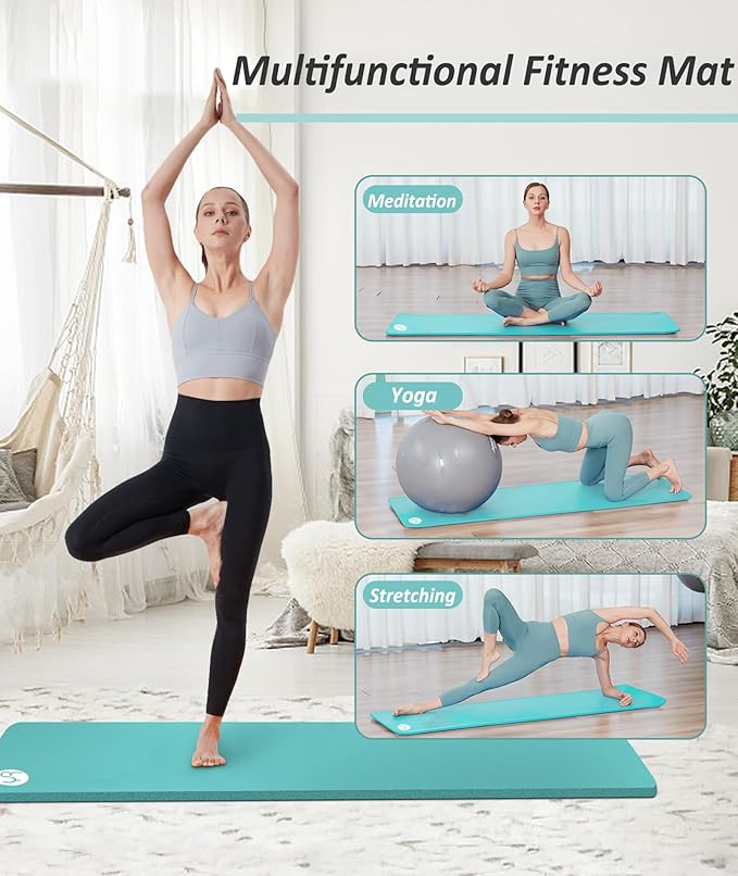 Yoga Mat Thick 1 inch Exercise Mat 76.7"x24" Workout Mats for Home Gym, Non-slip Yoga Mat for Women Men, with Carrying Yoga Bag