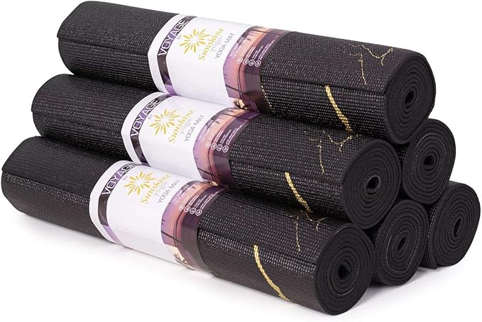 Sunshine Yoga Voyage Yoga Mat, 6 Pack, 72" x 24" Professional Studio and Gym Bulk Yoga Mats, 5mm Thick, Durable, Anti-Tear, Non Slip Fitness and Exercise Mats