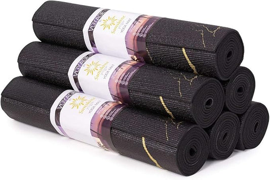 Sunshine Yoga Voyage Yoga Mat, 6 Pack, 72" x 24" Professional Studio and Gym Bulk Yoga Mats, 5mm Thick, Durable, Anti-Tear, Non Slip Fitness and Exercise Mats