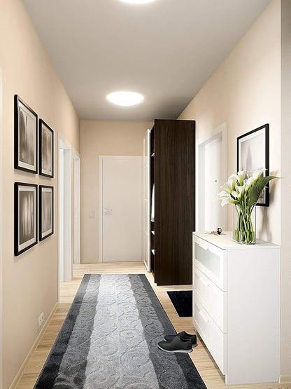 Custom Cut Hallway Runner Rug, Slip Resistant, 31 Inch Wide X Your Choice of Length, Scroll Anthracite, 31 Inch X 14 feet