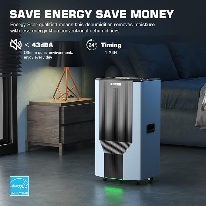 120 Pints Energy Star Dehumidifier with Pump, Commercial Grade Dehumidifier for Home, Bedroom, Basement, Warehouse, Industrial with Drain Hose & Tank, Smart Humidity Control, Auto Defrost