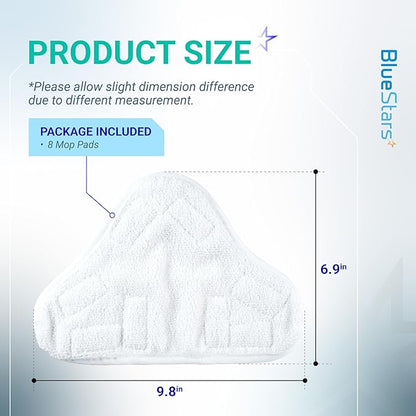 BlueStars 8-Pack Microfiber Steam Mop Pads – Compatible Replacement Pads for Popular 5-in-1 Steam Mop Models – Washable & Reusable