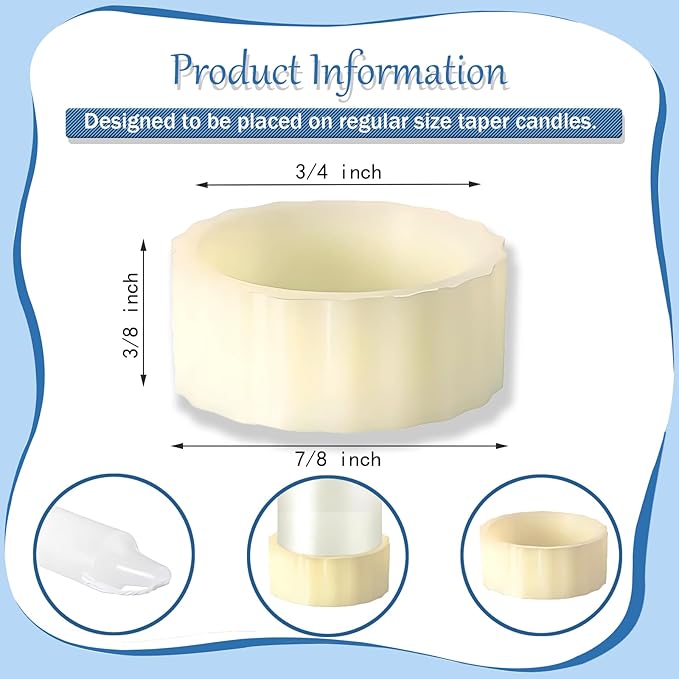 Silicone Candle Holder Base Stabiliser 40pcsCandle Ring Gripper Wishing Rubber Washer Candlestick Silicone Ring Non-Slip.for Taper Candles and Candle Cups.Weddings and Home Decor Gifts.(White)