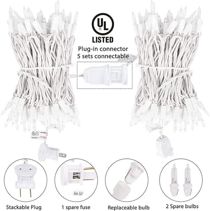 Brightown Christmas String Lights 2 Pack Clear Warm White Mini Lights Plug Powered Waterproof for Indoor and Outdoor Use, 25 Feet for Christmas Tree Party, Wedding Holiday Patio Xmas Decorations