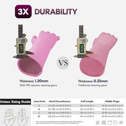 Vgo... 2 Pairs Household Cleaning Gloves Infused with Rresh Rich Aromas, Lined Dishwashing Gloves,Long Sleeves Kitchen Gloves, Bathroom Cleaning, Gardening, Pet Care(2 Colors,Size M,TP1117)