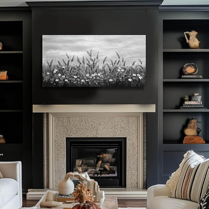 GAIDUOMAI Grey Landscape Wall Decor Lavender Flower Picture for Bedroom White Floral Artwork 24"x48" Nature Wall Art for Dining Room Kitchen