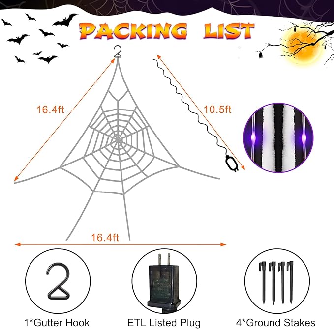 Giant Spider Webs Decoration Outdoor,Halloween Spider Web for Scary Halloween Yard Decorations,Halloween Decorations Outdoor