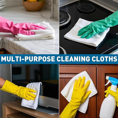 White Microfiber Towels- 18 Pack, Microfiber Cleaning Cloths Bulk, Microfiber Towels for Cars, Cleaning Rags (12x12 inches)