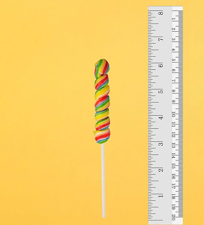24 Rainbow Lollipops Individually Wrapped Non Broken 12 Large Swirl Lollipop 3" and 12 Large Twisty Pops, Perfect Suckers for Gift, and Holiday Decorations,