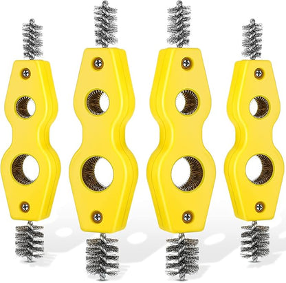 Honoson 4 Pieces Copper Pipe Cleaner 4 in 1 Copper Tubing Brush Pipe Cleans Inside Outside Thread Cleaner Plumber Brush Cleans Tool for Plumbing Installation Soldering Brazing(Yellow)