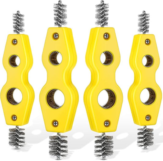 Honoson 4 Pieces Copper Pipe Cleaner 4 in 1 Copper Tubing Brush Pipe Cleans Inside Outside Thread Cleaner Plumber Brush Cleans Tool for Plumbing Installation Soldering Brazing(Yellow)