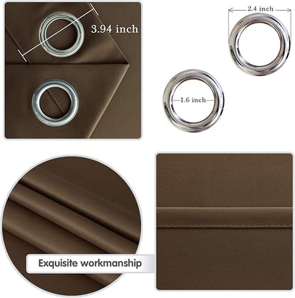 DWCN Blackout Curtains for Living Room, Thermal Insulated Room Darkening Grommet Window Treatment, Solid Block Light Curtain Drapes for Bedroom, W42 x L45 Inch Length, 2 Brown Panels