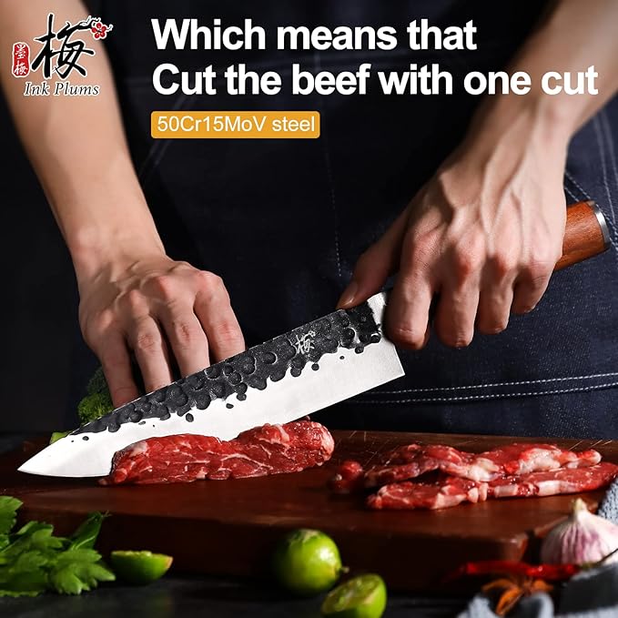 3-Piece Kitchen Knife Set - Santoku, Usuba & Paring Knives, German High Carbon Stainless Steel, Hand-forged with Brazilian Rosewood, Gift Box