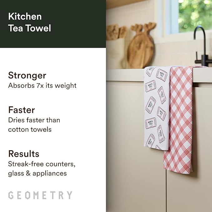 GEOMETRY Christmas Kitchen Towels - Quick Dry Microfiber Cloth Dish Towels for Kitchen Drying - Premium Quick Dry Towel 2-Pack Set - Polar Express