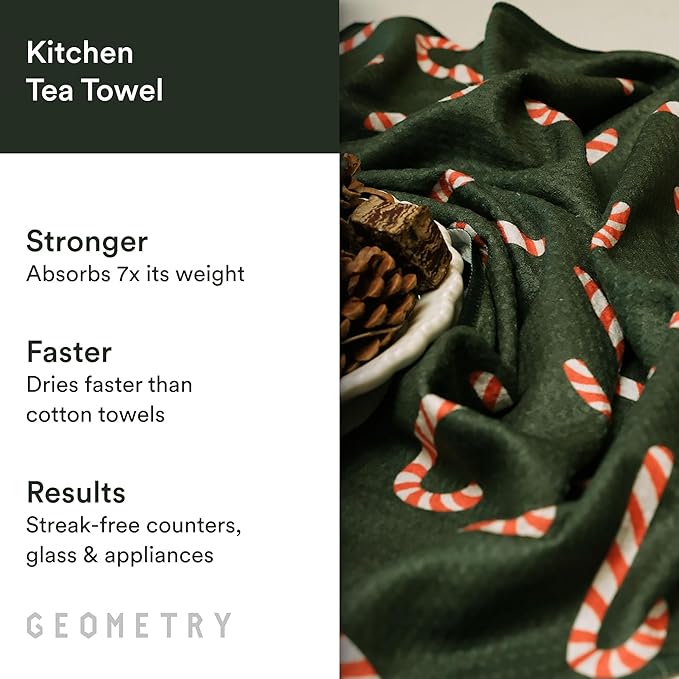 GEOMETRY Christmas Kitchen Towels - Quick Dry Microfiber Cloth Dish Towels for Kitchen Drying - Premium Quick Dry Towel (Peppermint, 1 Pack)