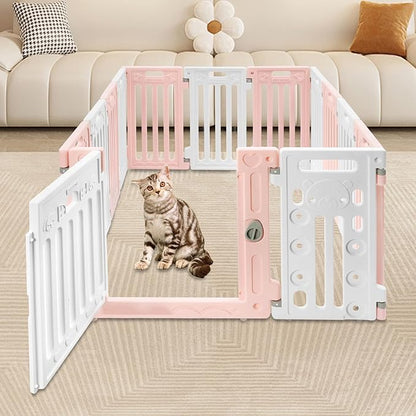 Dog Playpen with Door, 13 Panels Freestanding Pet Safety Fence, Removable & Stackable Pet Safety Fence or Small Dogs and Cats 53.54x40.55x25.6 in