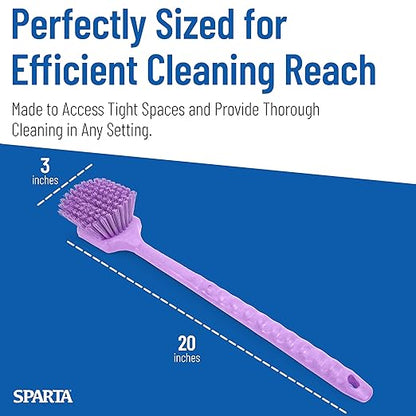 SPARTA 40501EC68 Plastic Large Scrub Brush, Kitchen Brush, Utility Brush With Long Handle For Cleaning, 20 Inches, Purple