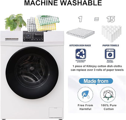 Kitinjoy Cotton 8 Pack Terry Kitchen Dish Cloths, 12 x 12 Inches Super Soft and Absorbent Dish Rags, Quick Drying Dish Towels for Washing Dishes, Multi-Colored