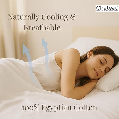 CHATEAU HOME COLLECTION 100% Egyptian Cotton King Size Sheets Set - 400 Thread Count Luxury Sateen Weave, Soft Breathable & Cooling, 15" King Sheets Deep Pocket-Blush