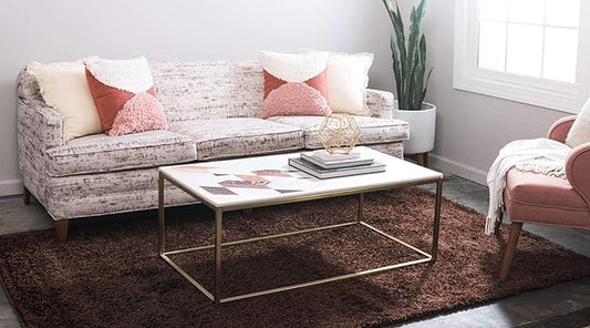 Unique Loom Solid Shag Collection Area Rug (5' 3" x 8' Rectangle, Chocolate Brown)