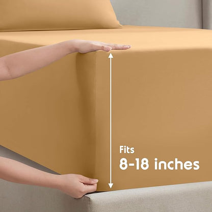 Nestl Full Sheet Set - Luxury 1800 Ultra-Soft Microfiber Full Bed Sheets - Double Brushed - Deep Pockets - Easy Fit - 4 Piece Set - Bedding Sheets & Pillowcases (Full, Camel Gold)