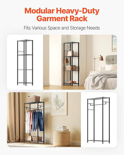VEVOR Clothing Garment Rack, Heavy Duty Closet Wardrobe, Adjustable Tiers Clothes Racks with Steel Frame, for Bedroom, Clothing Store, Hallway