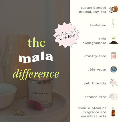MALA Milk & Sugar Cinnamon & Vanilla Candle for Home – Foodie/Gourmand – Vegan Soy Aromatherapy – 45 Hour Clean Burn – Organic Non Toxic Candles – Cozy Room Decor – 6.8 oz