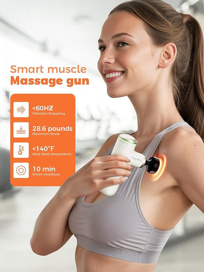 Mini Massage Gun Deep Tissue with Heat, Portable Percussion Muscle Massager for Pain Relief Muscle Relaxtion with Carry Case for Athletes & Home Use
