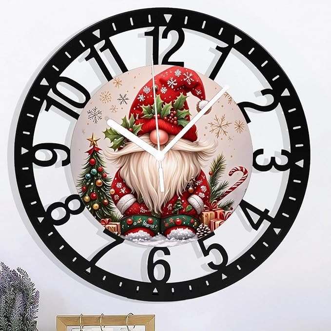 Wall Clock 10 Inch Silent Non-Ticking Modern Clocks Battery Operated - Analog Small Classic for Office, Home, Living Room,Bathroom, Kitchen, Bedroom, School,Snowman Clock