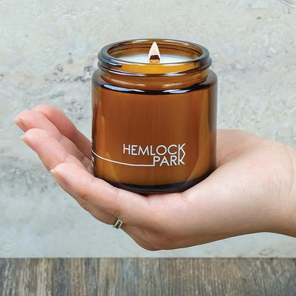 Hemlock Park Crackling Wood Wick Candle Handcrafted with Natural Coconut Wax (Small 4 oz, Oud Forest)
