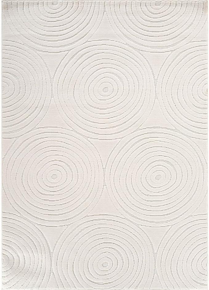 Beverly Rug Micro Loop Area Rug Light Gray 9x12 Geometric Modern Luxury Circular Durable Soft Indoor Rugs for Living Dining Room Office Stain Resistant Non Shedding Casual Indoor Carpet 9 x 12