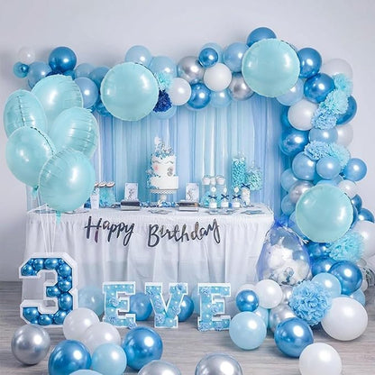 TONIFUL 30Pcs 18 Inch Large Light Blue Round Shape Foil Balloons Big Light Blue Circle Helium Mylar Ballons for Birthday Wedding Baby Shower Anniversary Engagement Party Decor Supplies