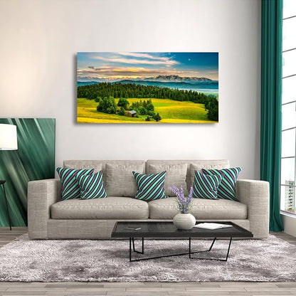 Natural Scenery Forest Pictures Canvas Wall Art For Living Room Bedroom Wall Decor,Mountain Wall Art Print Paitnings for Home Decor,Morden Artwork Grassland Canvas Art,Ready to Hang-20X40Inches