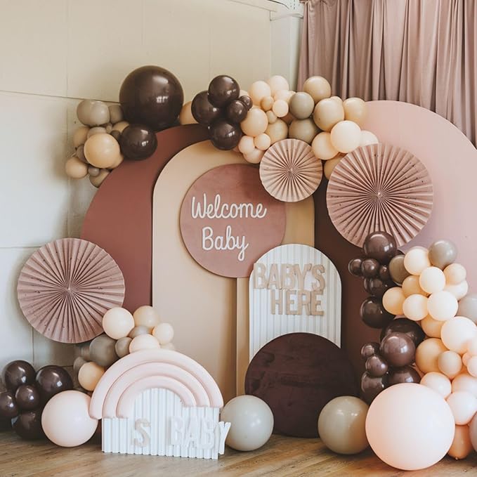 Brown Balloons, 12 Inch Neutral Balloons, Retro Coffee Brown Apricot Sand White Balloon Nude Latex Balloon Helium for Wedding Fall Baby Shower Thanksgiving Cowboy Theme Birthday Decorations