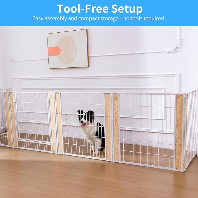 Heavy Duty Dog Playpen 32 Inch Height - Indoor Outdoor Pet Fence Enclosure for Medium and Small Dogs - Foldable Puppy Exercise Pen for Indoor and RV Camping or Yard (10 Panels, 32" H (White))