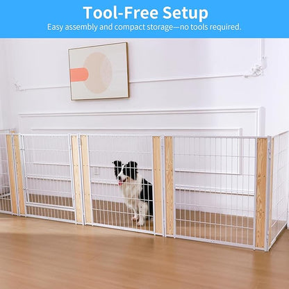 Heavy Duty Dog Playpen 35.4 Inch Height - Indoor Outdoor Pet Fence Enclosure for Medium and Small Dogs - Foldable Puppy Exercise Pen for Indoor and RV Camping or Yard (6 Panels, 35.4" H (White))