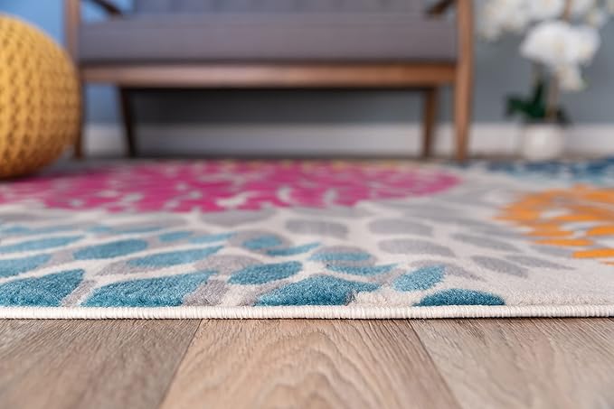 Rugshop Modern Floral Circles Design for Living Room,Bedroom,Home Office,Kitchen Non Shedding Area Rug 3'1" x 5' Multi