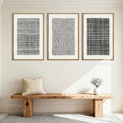 BINCUE Abstract Line Wall Art Set of 3 Modern Neutral Black Wall Decor Geometric Minimalist Artwork for Living Room Bedroom Office Bathroom 24"x36" Gift