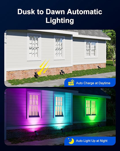 4 Pack Color Change Halloween Solar Spot Lights Outdoor Multicolor Waterproof Landscape Flood Lamp for Holiday Decorative, Skeletons, Spider Web, Bat, Statue, Ambient Lighting for Yard, Garden, Patio