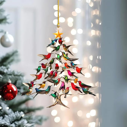 Hummingbird Christmas Ornament, Colorful Hummingbirds Tree Decor, Stacked Hummingbird Ornament for Christmas, Winter Hummingbirds Home Decoration, for Bird Lovers (1PC)(3pcs)
