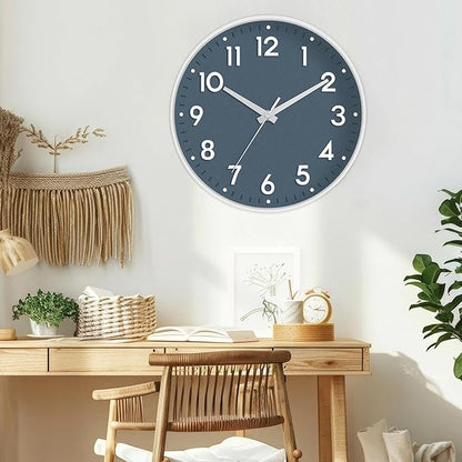 Mosewa Wall Clock 10 Inch, Battery Operated Silent Non-Ticking Modern Analog Clock Decorative for Kitchen, Bedroom, Office(Azure Blue)