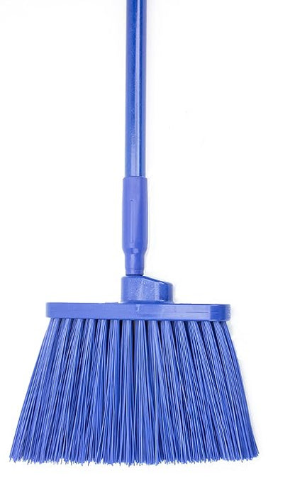 SPARTA 41083EC14 Plastic Color Coded Broom, Unflagged Bristles, Long Broom With Angled Head For Small Debris Cleaning, 56 Inches, Blue, (Pack of 12)