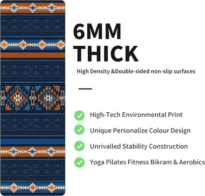 nuveti Yoga Mat Print Extra Thick TPE Non Slip Fitness Exercise Mat with Carrying Bag,72"x24" Extra Thick 6MM Exercise & Workout Mat for Yoga, Pilates Fitness and Floor Exercises