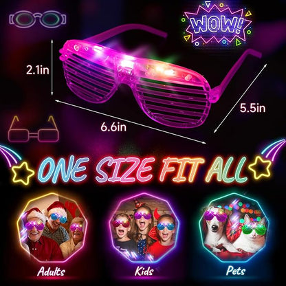 HONLYNE105 PCS LED Glasses, Glow in the Dark Party Supplies Light Up Glasses for Kids Adults, Neon Flashing Glasses Glow Party Glow Glasses Bulk Party Pack for Halloween Birthday Wedding Rave Carnival