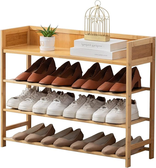 latifolia Bamboo Shoe Rack, 4-Tier Shoe Rack Organizer for Entryway(31.4''L)