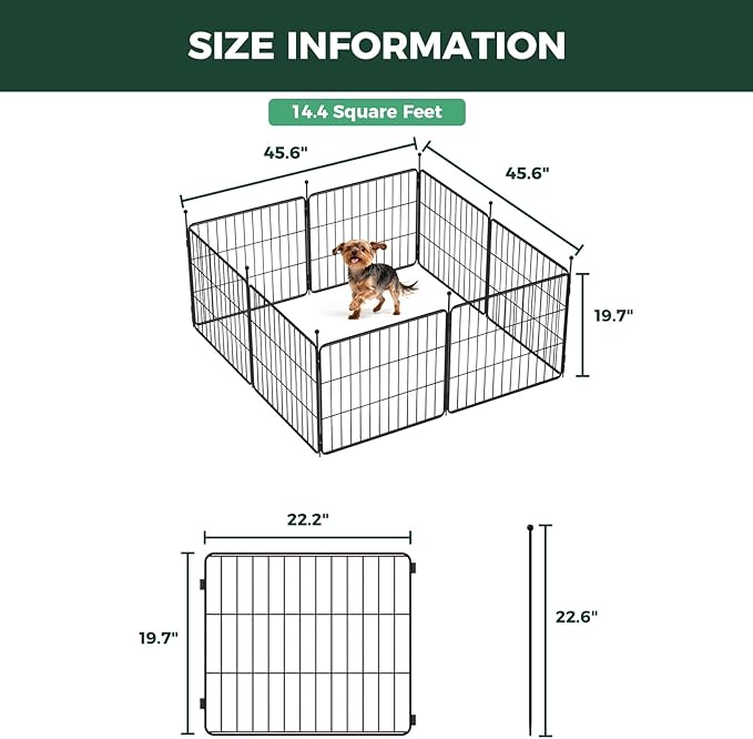 FXW MiniPaws Unleashed Dog Playpen for Yard & RV Camping, Expandable 20-inch 8 Panels for Puppies and Small Dogs, Portable for Indoor and Outdoor Use