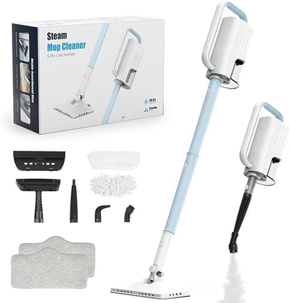 7-in-1 Steam Mop, 1200W Rotated Steam Cleaner for Home, 2 Modes, 400ML Removable Tank, 23FT Cord, 2 Washable Pads, Multi-Surface Steamer for Hard Floor, Laminate Floor, Tiles Cleaning (Peacock Blue)
