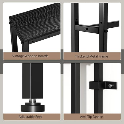 70" Narrow Console Sofa Table with Power Outlets & 2 USB Ports, L Shaped Behind Couch Table Skinny, 3 Assembly Options Entryway Tables with Charging Station for Living Room, Hallway, Black, 70IN