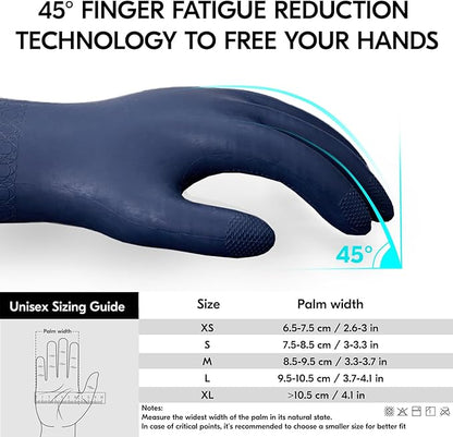 Vgo... 1 Pair Household Cleaning Gloves Infused with Rich Aromas, Long Sleeves Lined Dishwashing Gloves, Kitchen Bathroom Gardening Pet Care (Dark Blue, XL, TP1117)