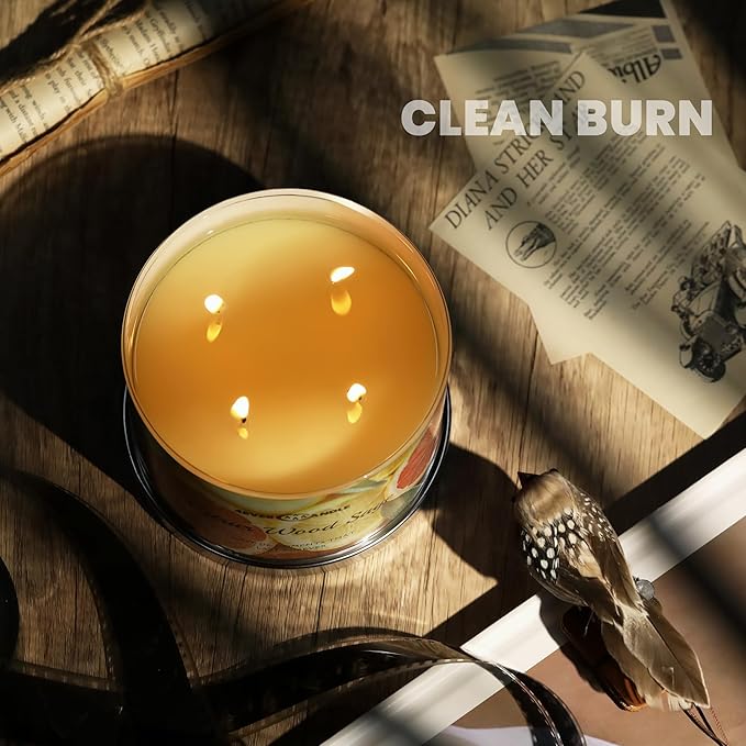 4EVER Scented Candles | 4-Wick 18oz Soy Wax Candle | Up to 50Hrs Clean Burn | Aromatherapy Candles for Home Scented | Gifts for Women & Mom, Citrus Wood Sage